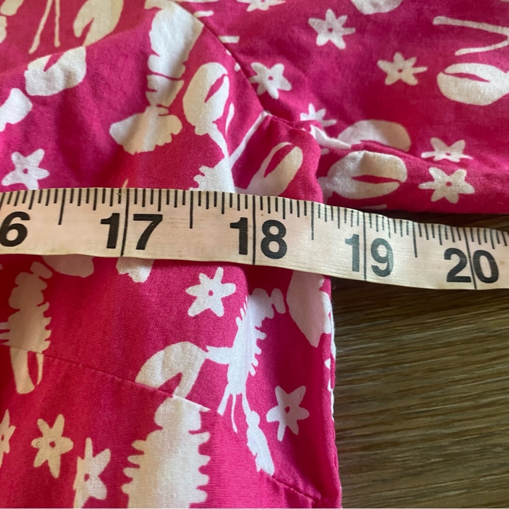 Talbots Tunic Top Shirt Lobster Print Pink Blue Womens Size Small Popover - Picture 8 of 10